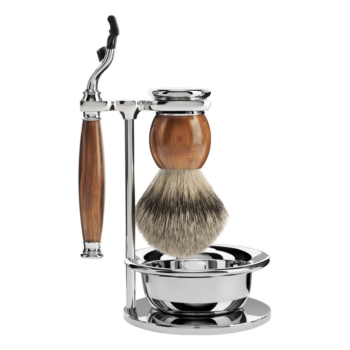 M? Hle Shaving Barbersæt Med Mach3 Skraber  Barberkost  Holder Og Skål  Sophist  Ironwood