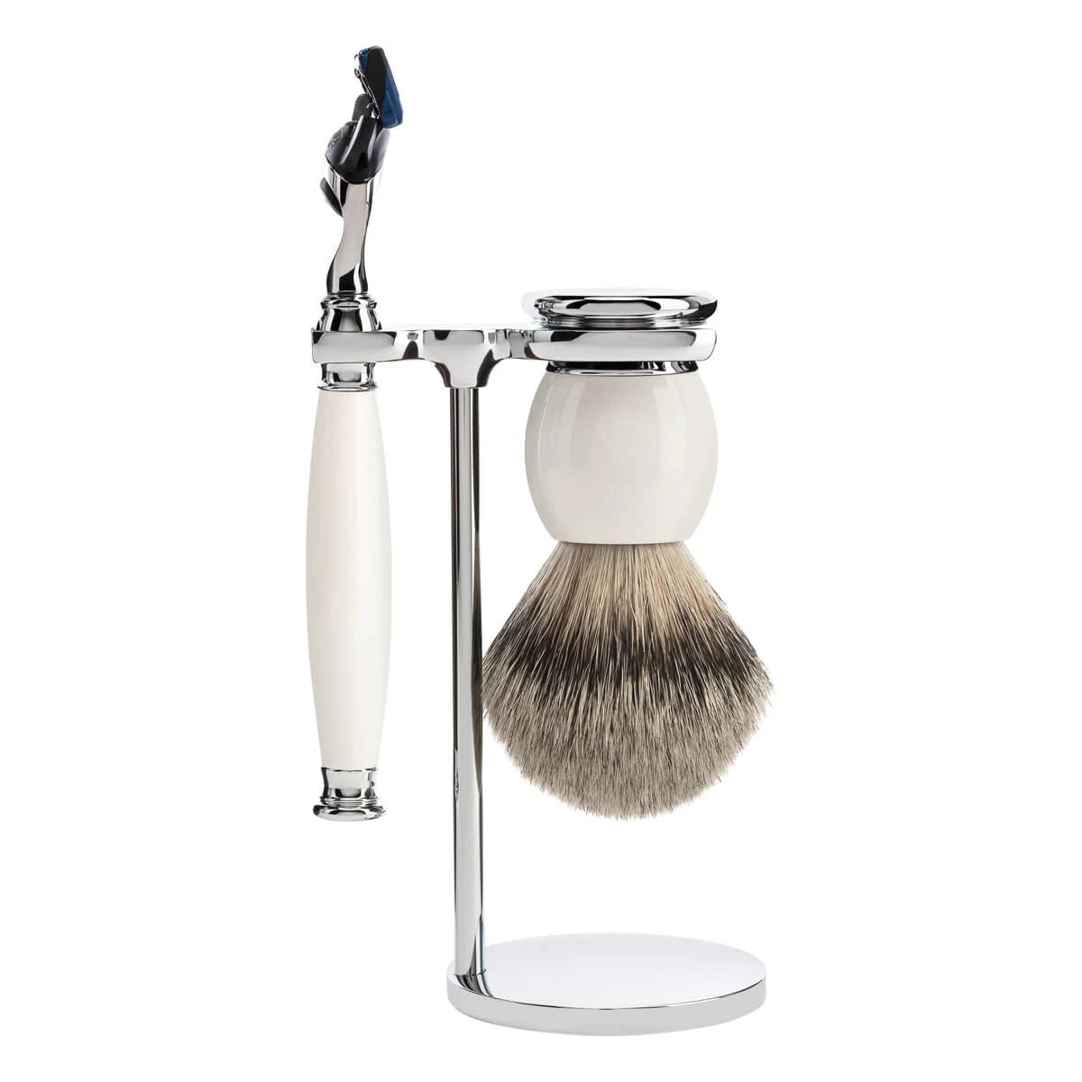 M? Hle Shaving Barbersæt Med Skraber  Silvertip Barberkost Og Holder  Sophist  Porcelæn