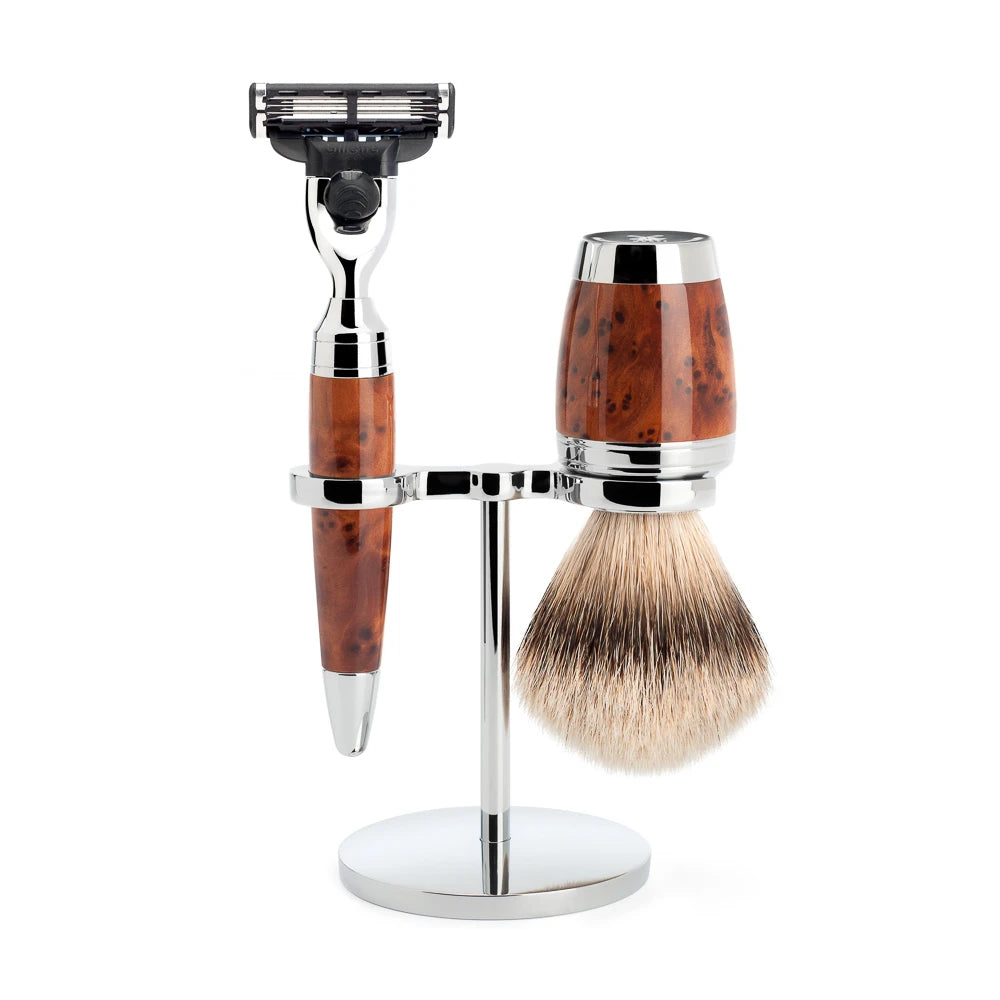 M? Hle Shaving Barbersæt Med Mach3 Skraber  Barberkost Og Holder  Stylo  Thuja Wood