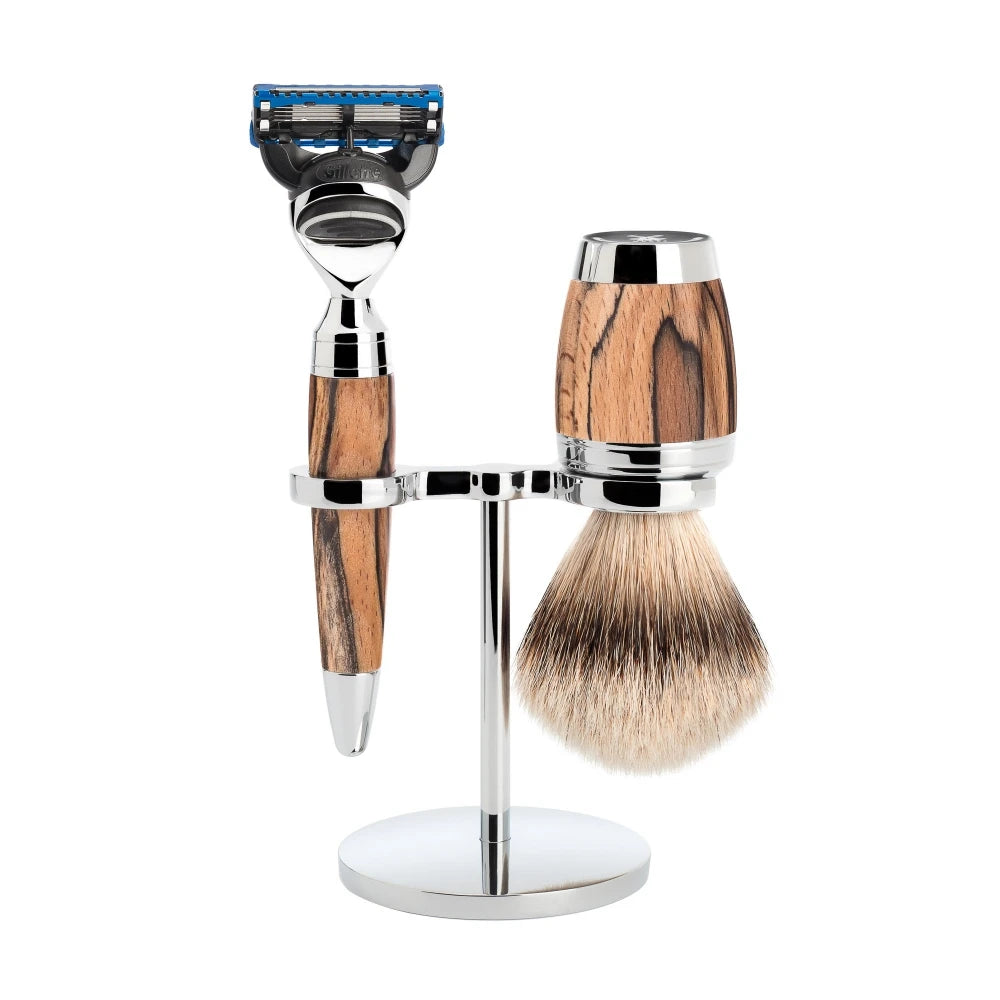 M? Hle Shaving Barbersæt Med Skraber  Barberkost Og Holder  Stylo  Spalted Beech