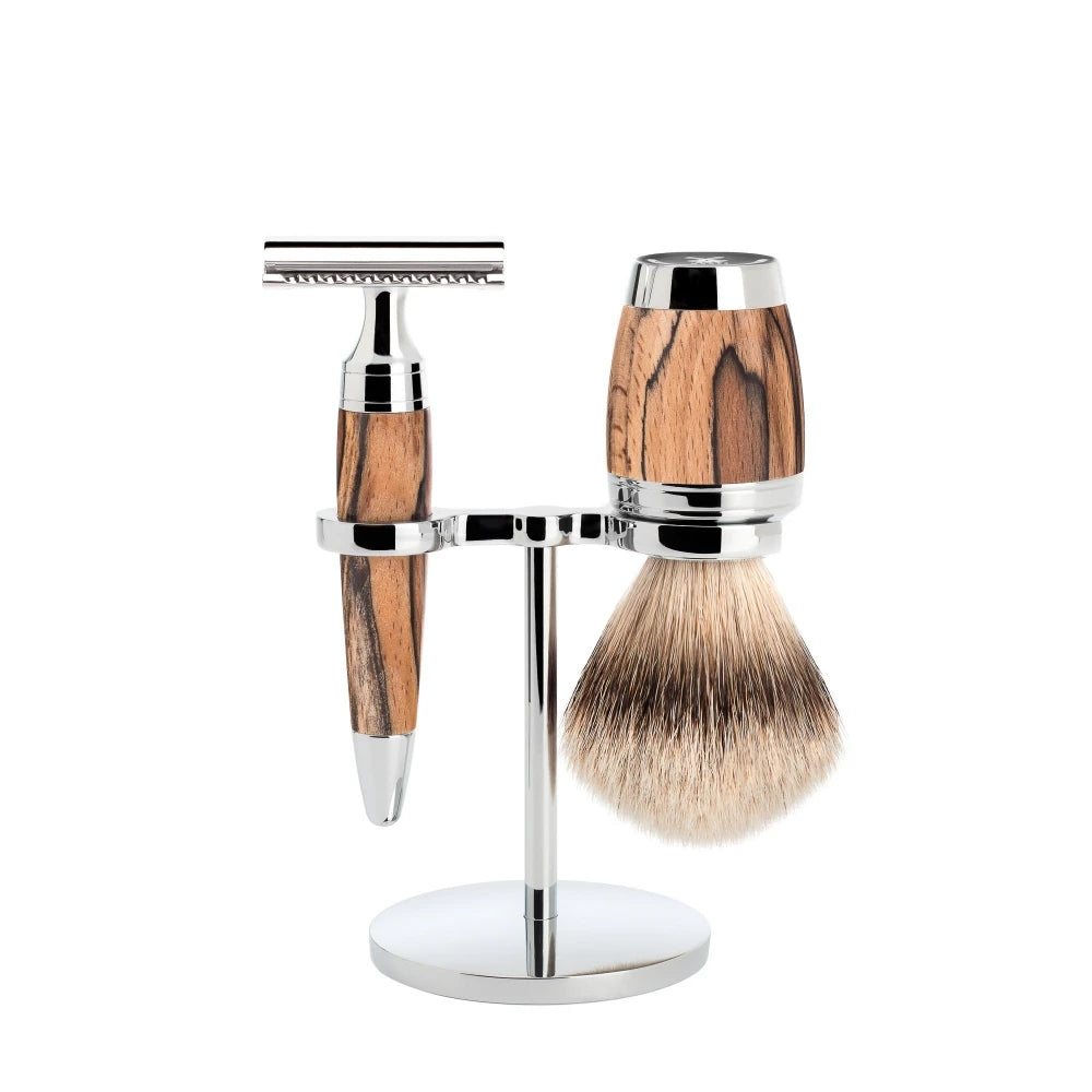 M? Hle Shaving Barbersæt Med De Skraber  Barberkost Og Holder  Stylo  Spalted Beech