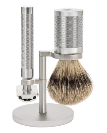 M? Hle Shaving Barbersæt Med De Skraber  Barberkost Og Holder  Rocca  Rustfrit Stål   Mat Finish