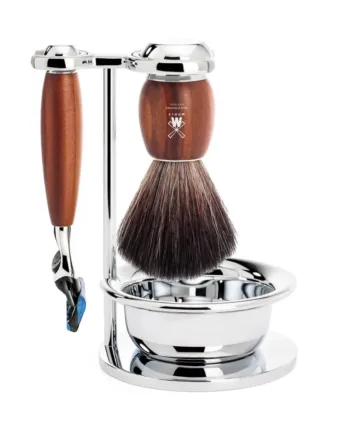 M? Hle Shaving Barbersæt Med Fusion Skraber  Black Fibre Barberkost  Holder Og Skål  Vivo  Blommetræ