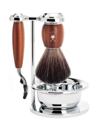 M? Hle Shaving Barbersæt Med Mach3 Skraber  Black Fibre Barberkost  Holder Og Skål  Vivo  Blommetræ