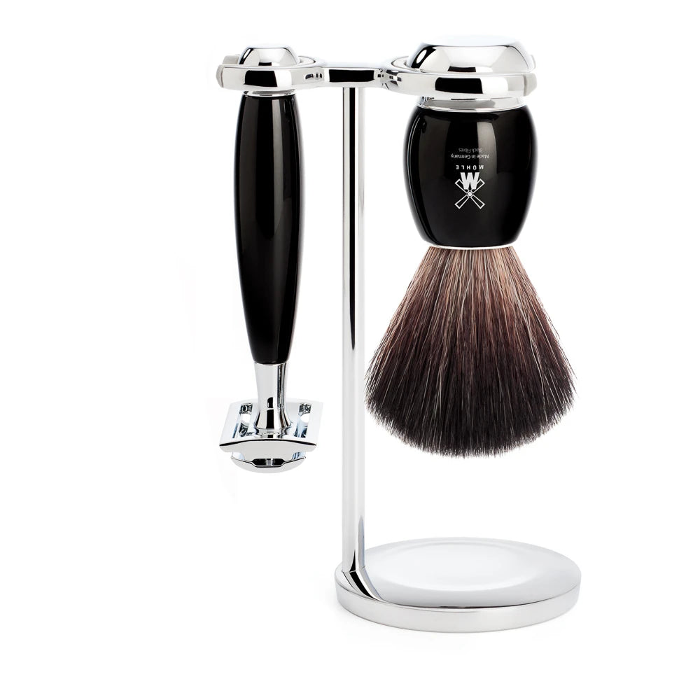 M? Hle Shaving Barbersæt Med De Skraber  Fibre Barberkost Og Holder  Vivo  Sort Kunstharpiks