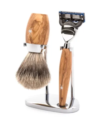 M? Hle Shaving Barbersæt Med Skraber  Fine Badger Barberkost Og Holder  Kosmo  Oliventræ