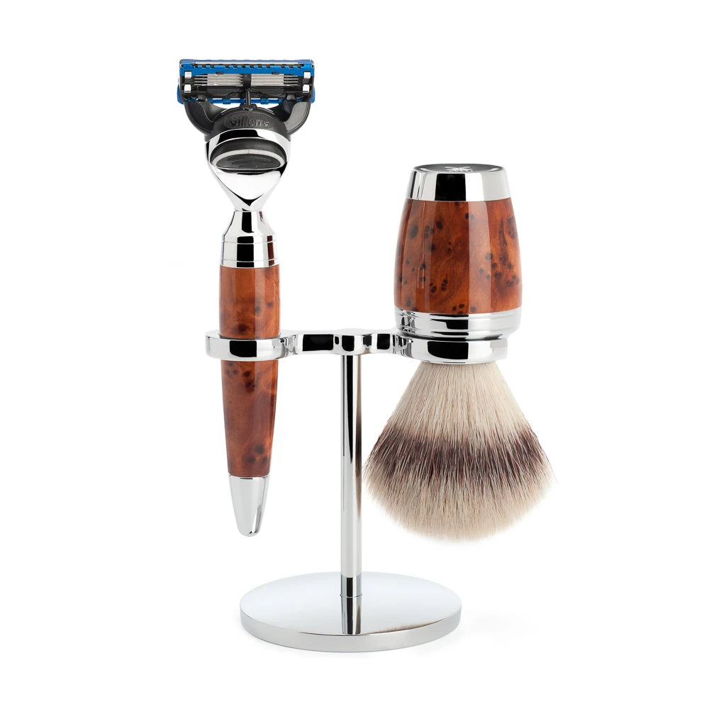 M? Hle Shaving Barbersæt Med Skraber  Barberkost Og Holder  Stylo  Thuja Wood