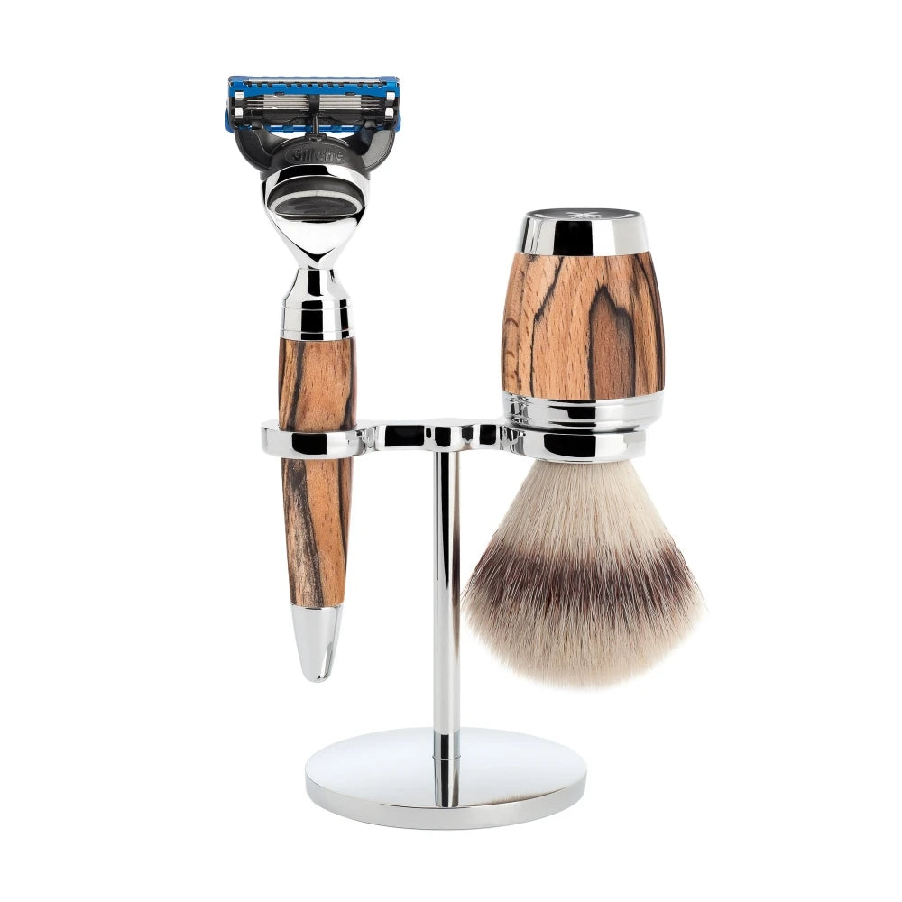 M? Hle Shaving Barbersæt Med Skraber  Fibre Barberkost Og Holder  Stylo  Spalted Beech
