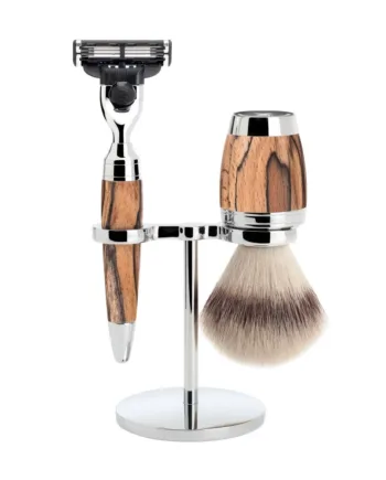 M? Hle Shaving Barbersæt Med Mach3 Skraber  Fibre Barberkost Og Holder  Stylo  Spalted Beech
