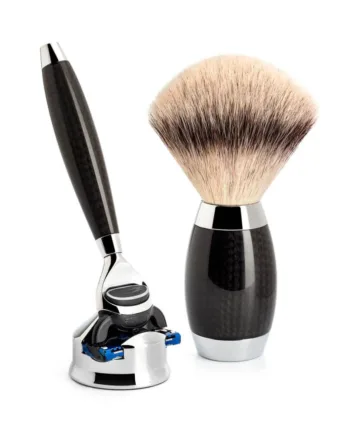M? Hle Shaving Edition No  1  Barbersæt Med Fusion Skraber  Silvertip Fibre?  Barberkost Og Holder Til Skraber  Carbon
