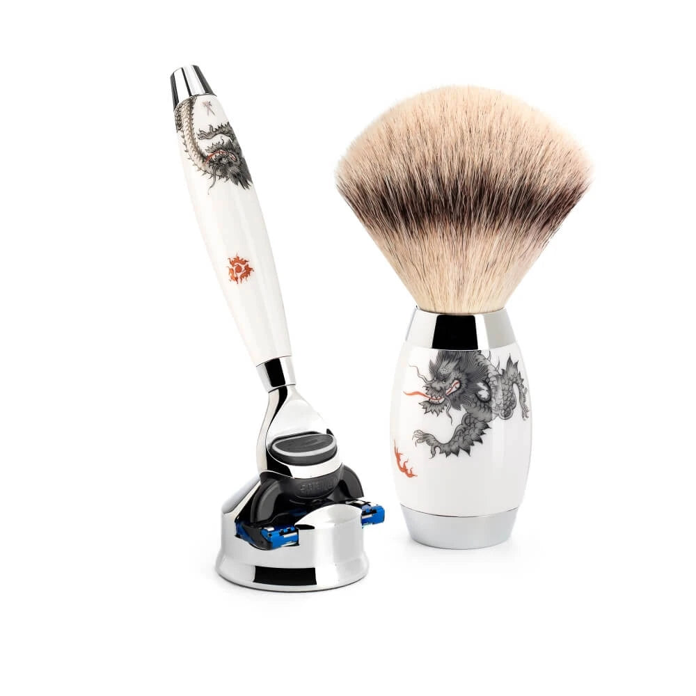 M? Hle Shaving Meissen Porcelain Barbersæt Med Fusion Skraber Silvertip Fibre? Barberkost Og Holder Til Skraber Porcelæn