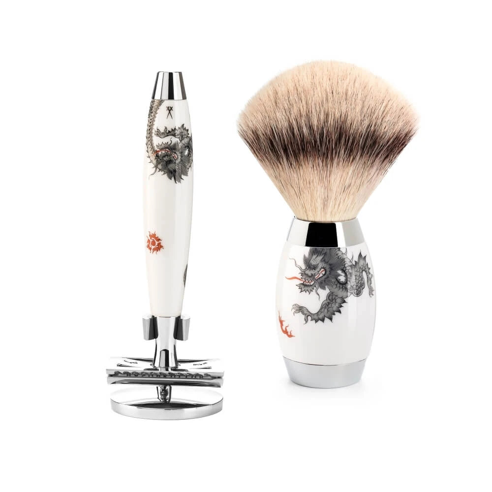 M? Hle Shaving Meissen Porcelain Barbersæt Med De Skraber Silvertip Fibre? Barberkost Og Holder Til Skraber Porcelæn