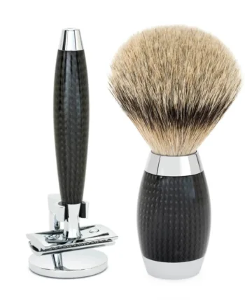 M? Hle Shaving Edition No  1  Barbersæt Med De Skraber  Silvertip Badger Barberkost Og Holder Til Skraber  Carbon