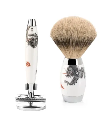 M? Hle Shaving Meissen Porcelain Barbersæt Med De Skraber  Silvertip Barberkost Og Holder Til Skraber  Porcelæn