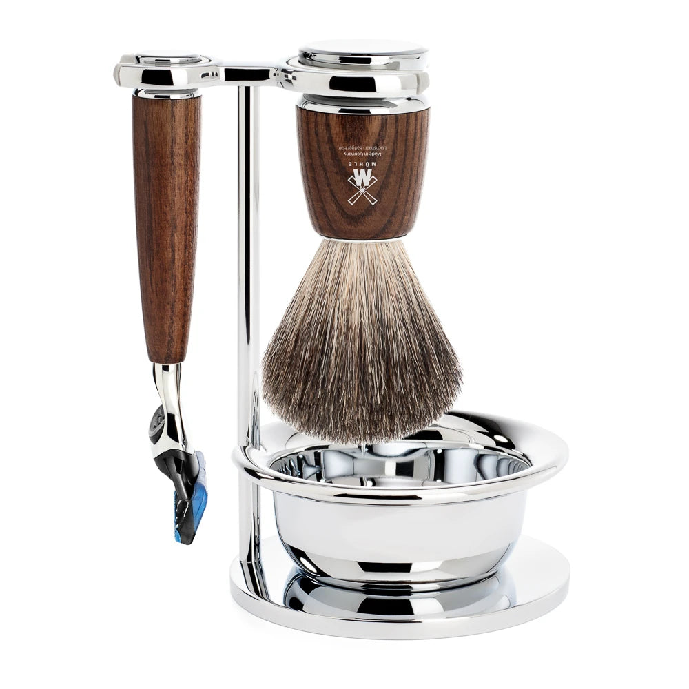 M? Hle Shaving Barbersæt Med Skraber  Barberkost  Holder Og Skål  Rytmo  Ask