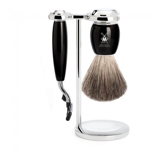 M? Hle Shaving Barbersæt Med Mach3 Skraber  Barberkost Og Holder  Vivo  Sort Kunstharpiks