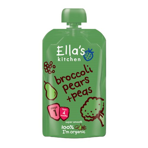 Babymos Broccoli Pære Og ærter 4 Mdr ø Ellas Kitchen  120 G
