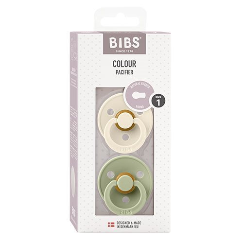 Bibs Colour Latex Size 1 Ivory Sage 2 Pack