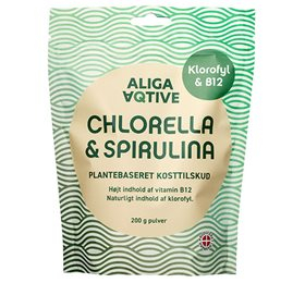 Aliga Aqtive Dansk Chlorella   Spirulina Pulver 200 G