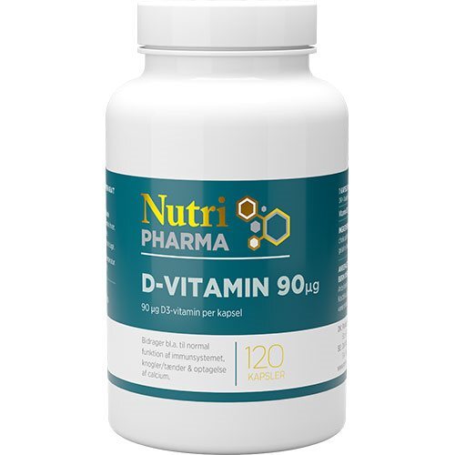 D Vitamin 90ug Nutripharma   120 Kapsler