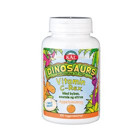 Kal Dinosaurs Vit  C Rex Tygge Børn  Bull  100 Tab