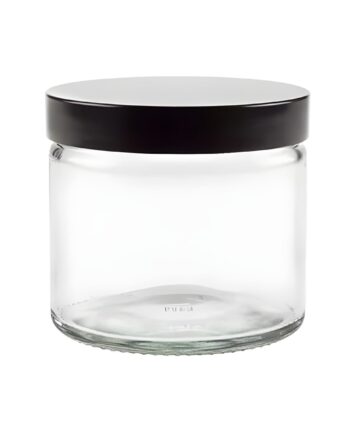 Glas Bøtte 250 Ml Klar Med Sort Skruelåg  Tæt Lukning  7 7 Cm Høj  8 5 Cm Diameter   Hedenhus   Perfekt Til Cremer Og Lotions