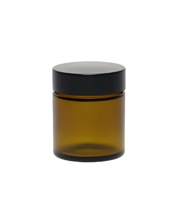 Glas Bøtte 30 Ml Brun Med Sort Låg  Rund  Tæt Lukning   Hedenhus Creme Krukke  Til Cremer Og Lotion  49x40 Mm