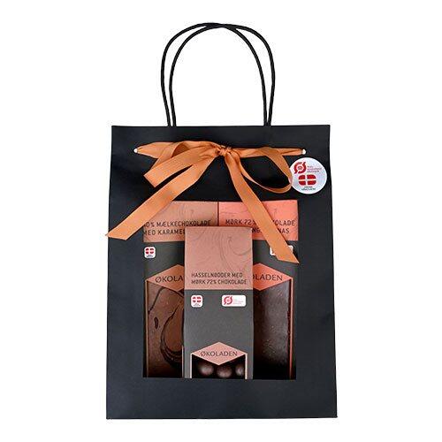 økoladen Gourmet Gavepose Orange ø M  2 Chokoladeplader Samt Drag? E Mandler  240g