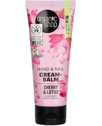 Organic Shop Hand   Nail Cream Balm Cherry   Lotus   75 Ml