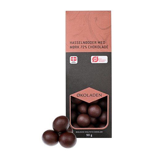 økoladen Hasselnødder M  72  Mørk Chokolade ø  90g