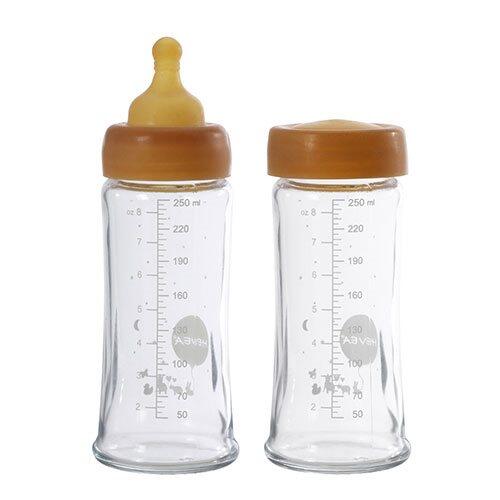 Hevea Baby Glas Sutteflaske Wide Neck 2 Pak 250ml