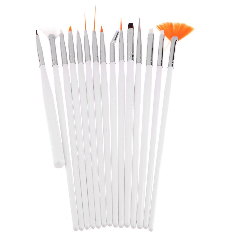 Hvid Penselsæt M  15 Pensler   Perfekt Til Gellak Neglelak   Nail Art