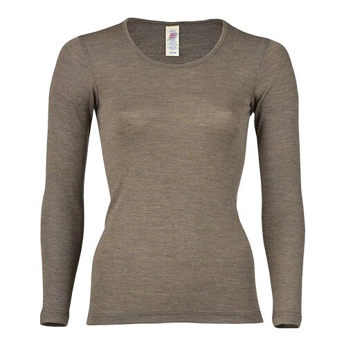 Langærmet Bluse Uld Silke Walnut Str 42 44