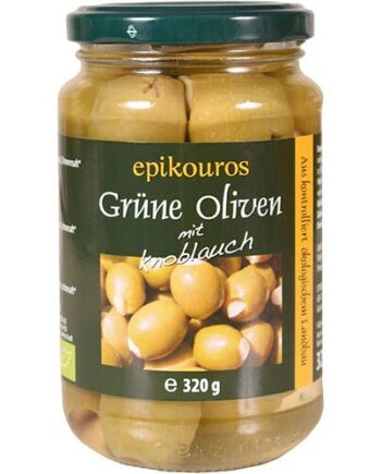 Oliven Grønne M  Hvidløg øko    320 Gram
