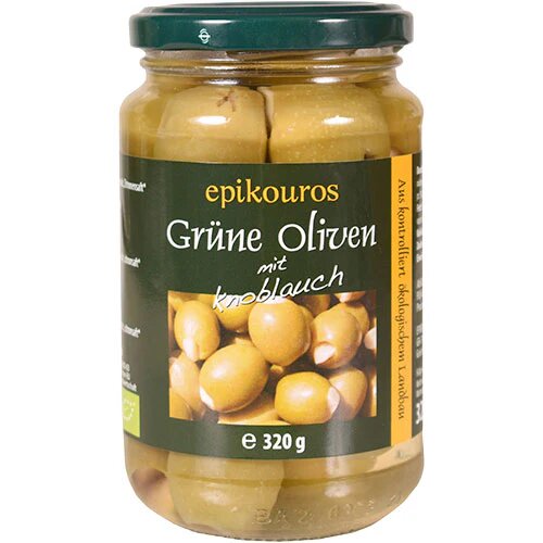 Oliven Grønne M Hvidløg øko 320 Gram