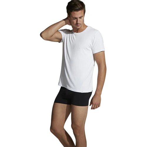 Men S Crew Neck T Shirt Hvid Str  M