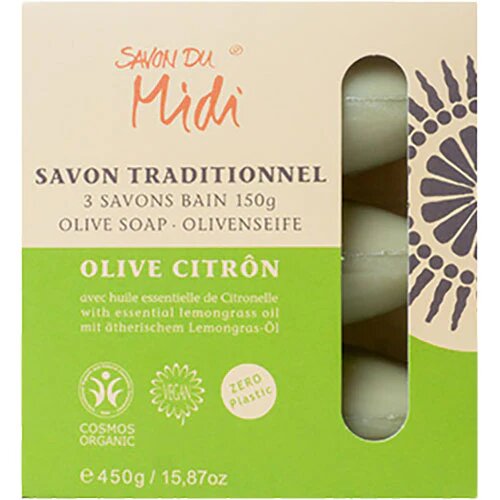 Olivensæbe Med Citrongræsolie Savon Du Midi øko 450 Gram