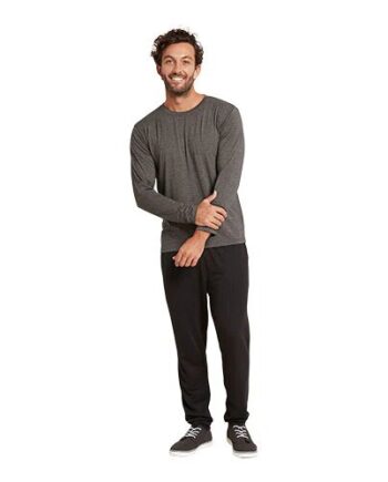 Men S  Long Sleeve Crew T Shirt Dark Marl Str  S