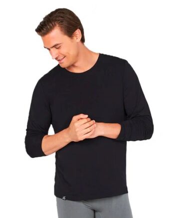 Men S Long Sleeve Crew Neck T Shirt Sort Str  L