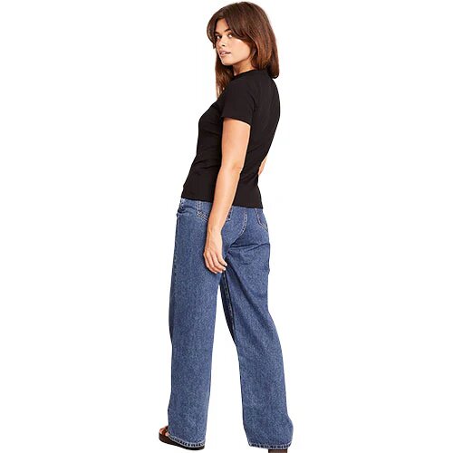 Women S Ribbed Crew Neck T Shirt Sort Str  L