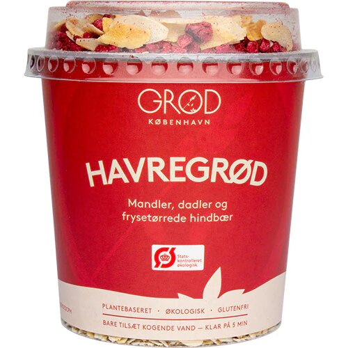 Grød Havregrød M Mandler Frysetørrede Hindbær ø