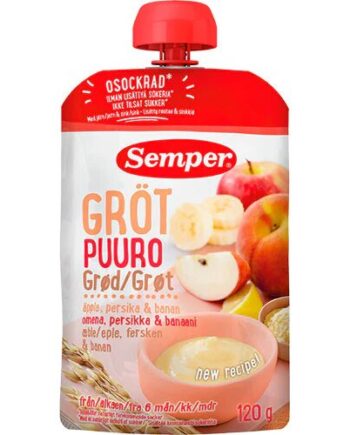 Grød Med æble  Fersken   Banan Fra 6 Mdr    120 Gram