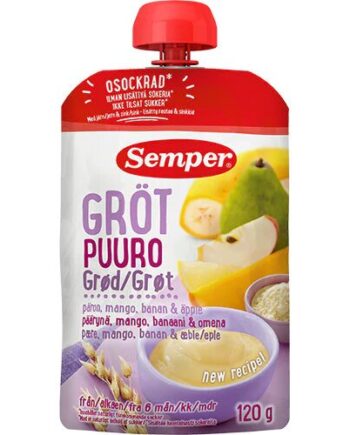 Grød Med Pære  Mango  Banan Og æble Fra 6 Mdr    120 Gram