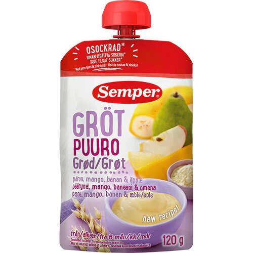 Grød Med Pære Mango Banan Og æble Fra 6 Mdr 120 Gram