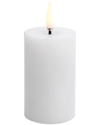 Led Melted Bloklys  Nordic White  Smooth  5x7 5 Cm