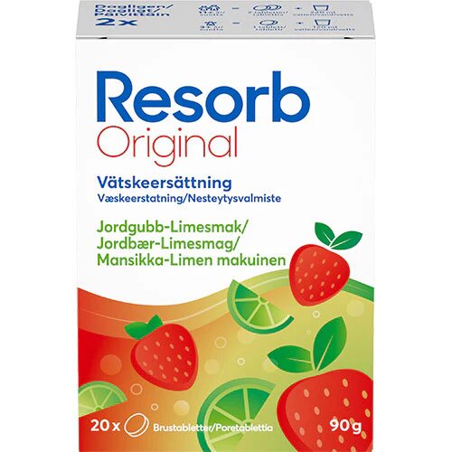Resorb Original Jordbær Limesmag   20 Tabletter