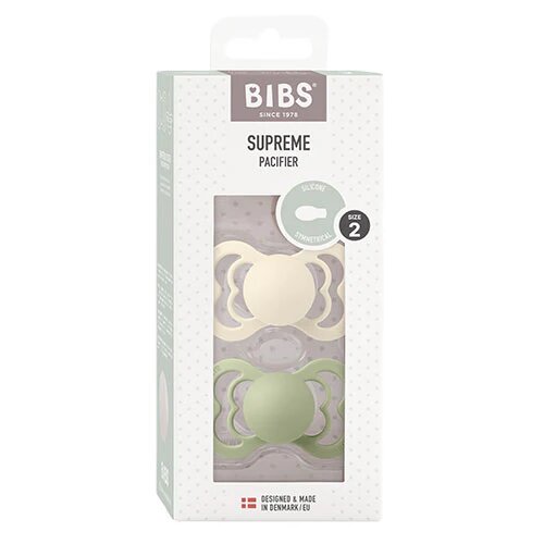 Bibs Supreme Silicone Size 2 Ivory Sage 2 Pack