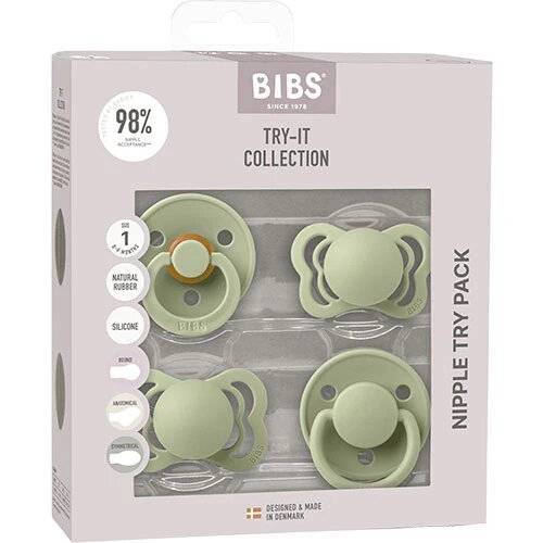 Bibs Try It Collection Size 1 Sage 4 Pack