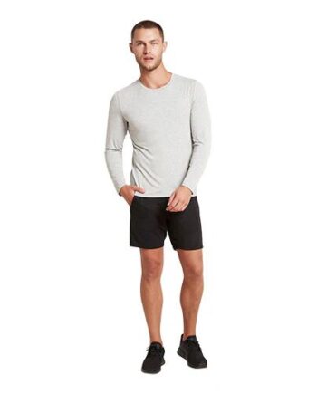 Men S  Long Sleeve Crew T Shirt Light Marl Str  S