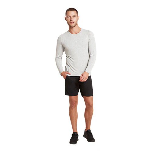 Men S Long Sleeve Crew T Shirt Light Marl Str  L
